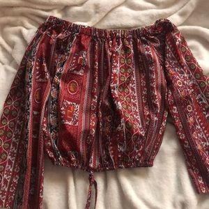 Red patterned crop top